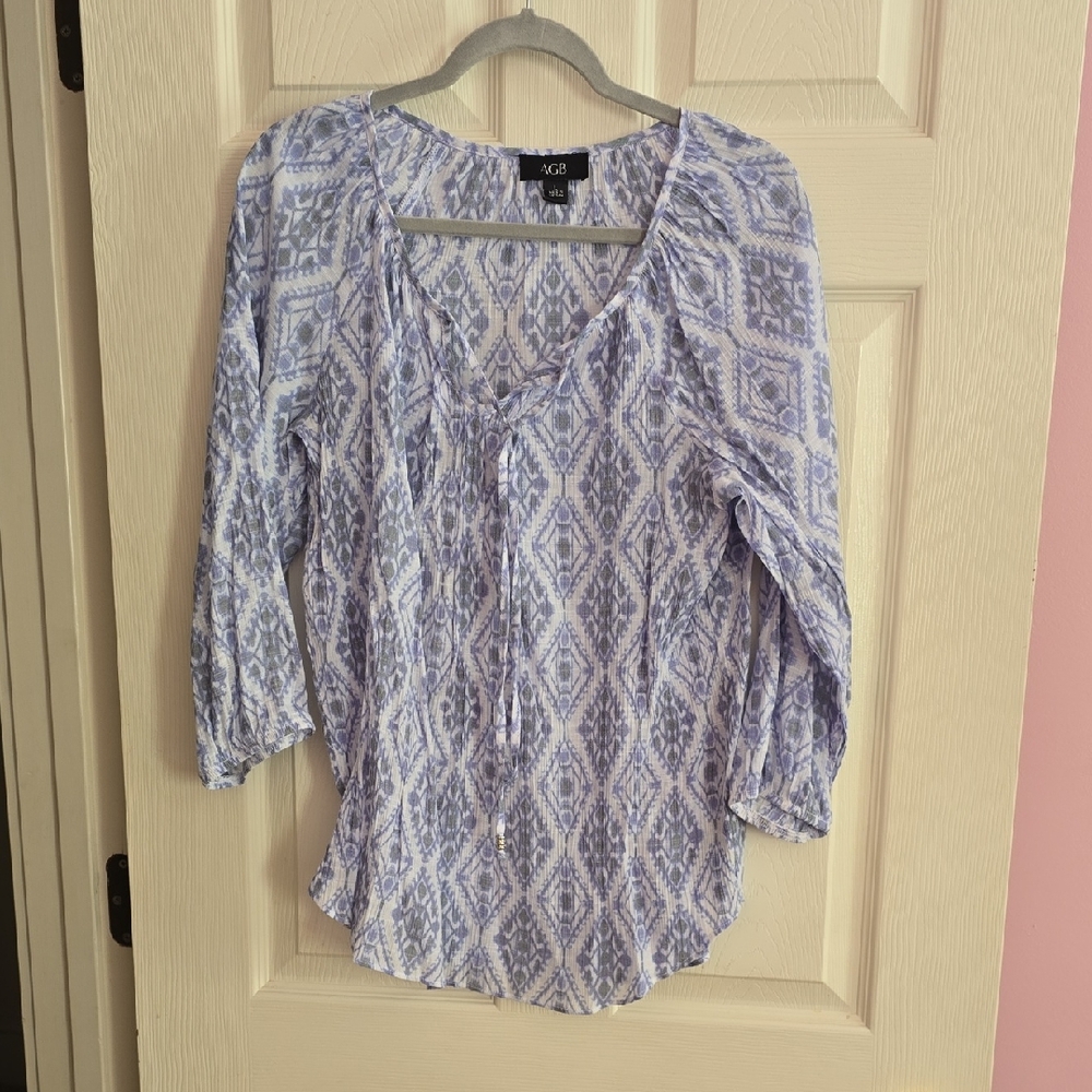 AGB Blue Patterned Blouse